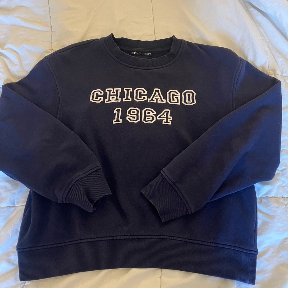 Zara Navy Blue Crew Neck Sweater
